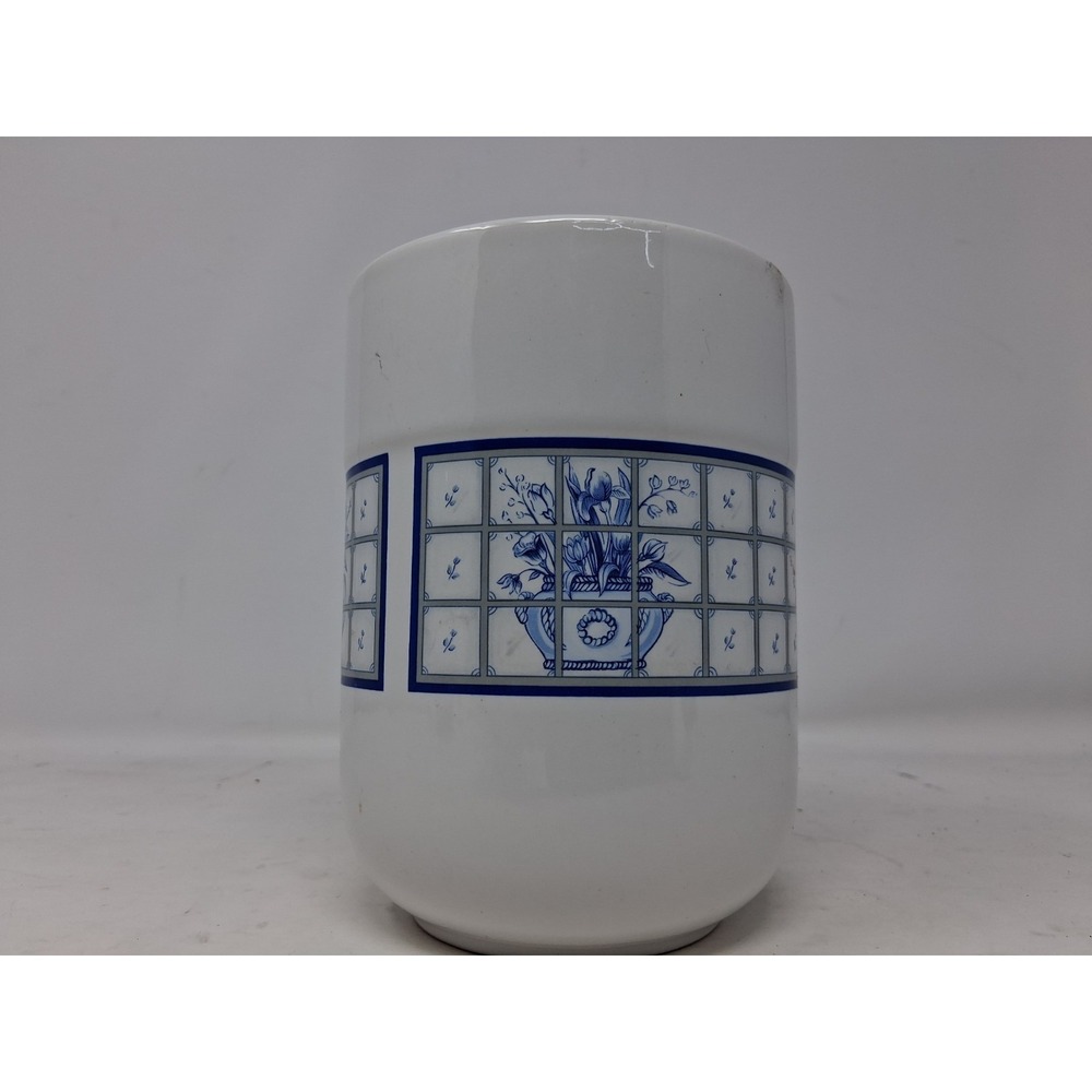 Stoneware by Pomerantz Flower Pots Blue White Medium Canister 6" Tall No Lid. A